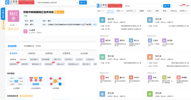 圖13.“李紅濤”，“楊紅俊”相關企業(yè)信息